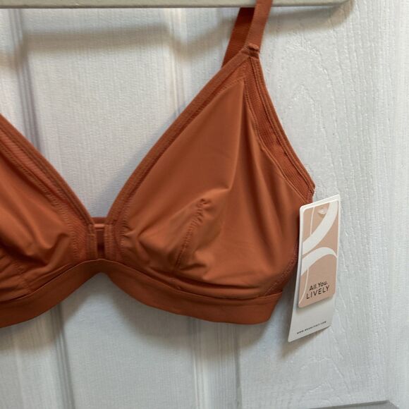 LIVELY Unlined Mesh Bra Size 1 Rust Brown | 32D 32DDD 34D 34DDD | Wireless NWT - Picture 5 of 16